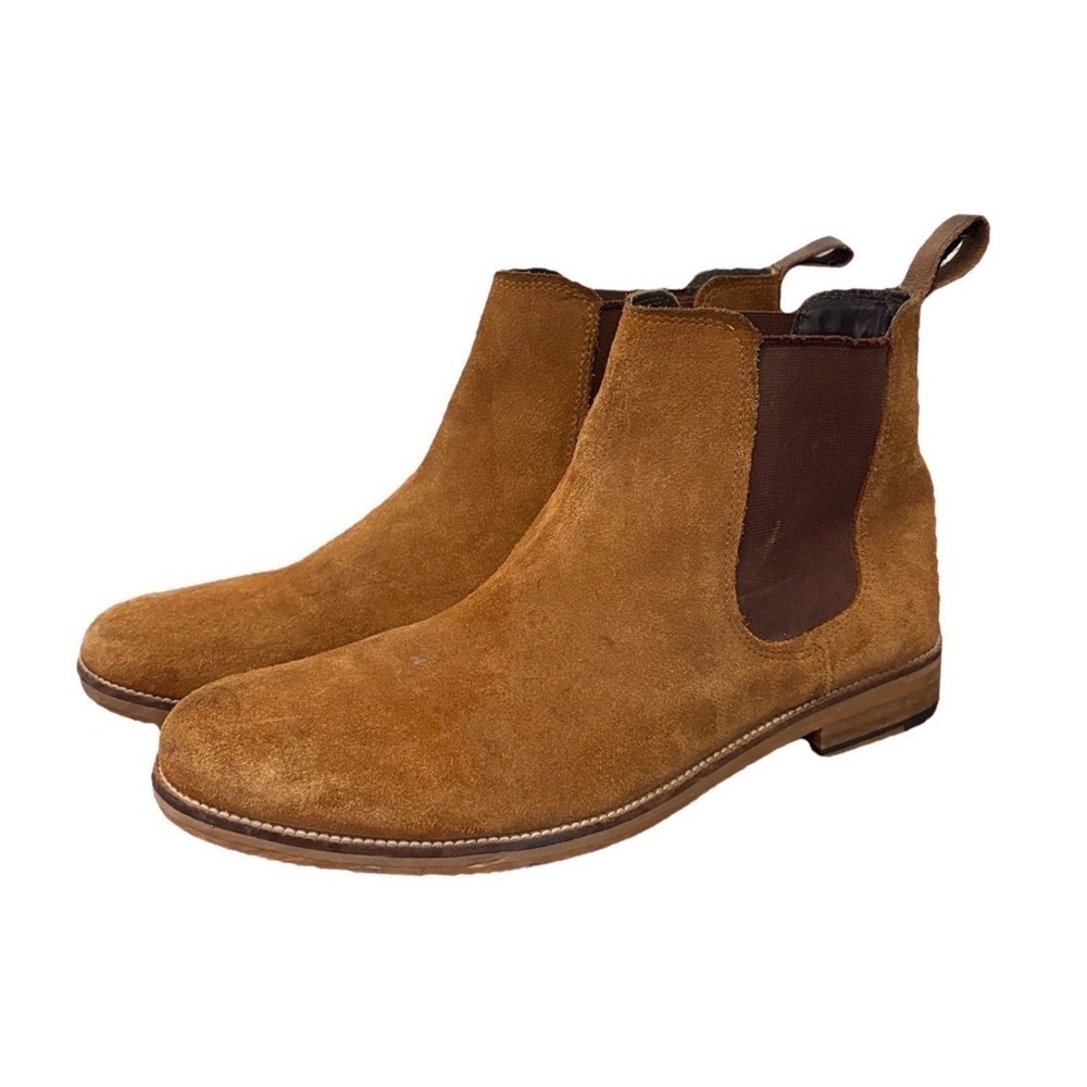 Crevo Chelsea Boots Suede Leather Chestnut Brown Slip‑On Ankle‎ Boot Mens 10M